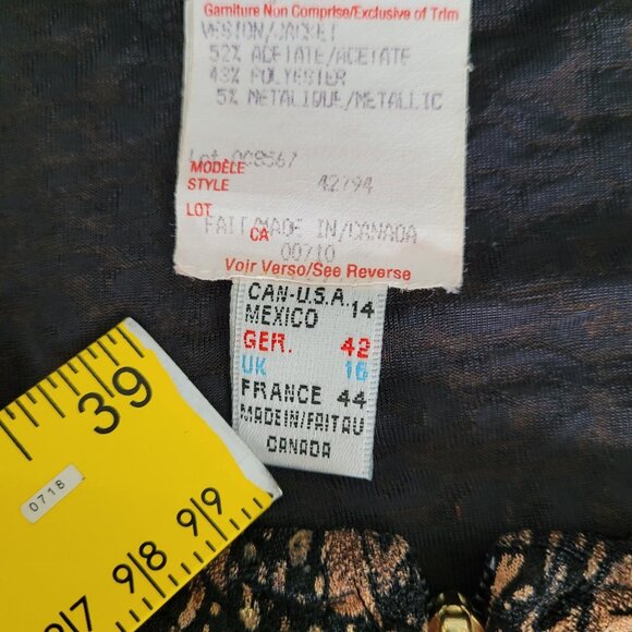 Joseph Ribkoff 14 Glam Zippered Vintage Waist Coat Metallic Polyester Acetate - Picture 6 of 10